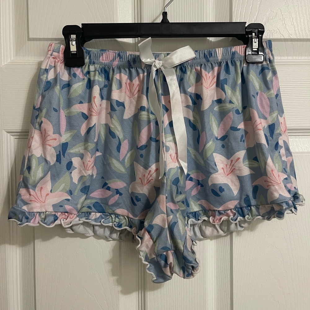 Floral Ruffle Hem Sleep Shorts